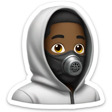 Black Man with hoodie and beard with gas mask sticker
