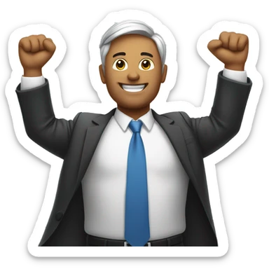 successful business person with their arms raised sticker