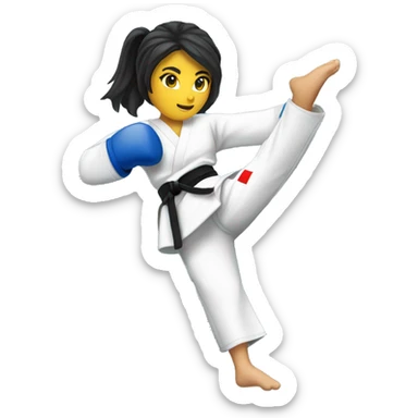 taekwondo blue belt female kick sticker
