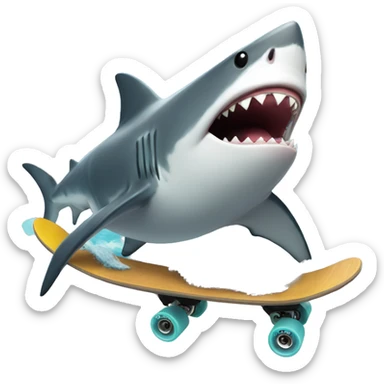 A shark finding a skateboard in the ocean  sticker
