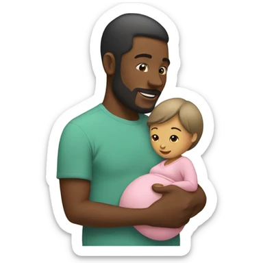 man holding wife’s baby bump sticker