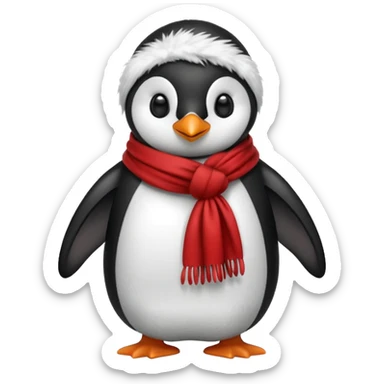 penguin with red scarf  sticker
