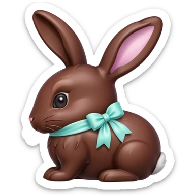 Sweet chocolate bunny with a pastel wrapping sticker