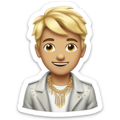 stylish boy with jewelry merry Christmas sticker