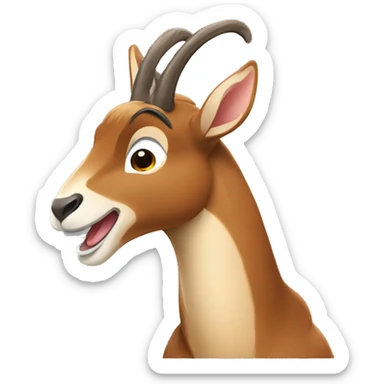 happy smiling brown chamois pointing to the left with his hoof sticker