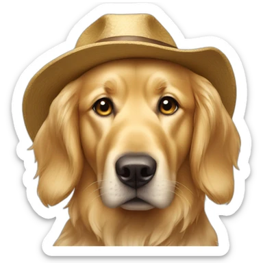 golden retriver de chapeu sticker