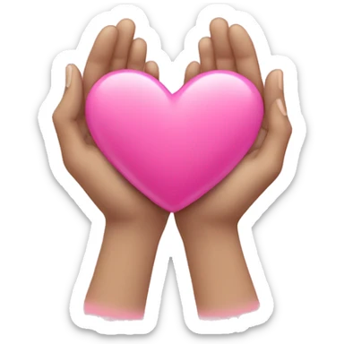 heart with hands, pink heart in middle sticker