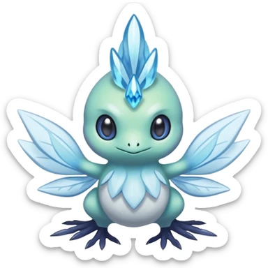 elemental icy floral ethereal glacial Axew-Rufflet-Brionne-Celebi-Pokémon-Fakémon-hybrid-creature sticker