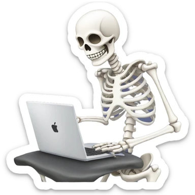 skeleton working on laptop sticker