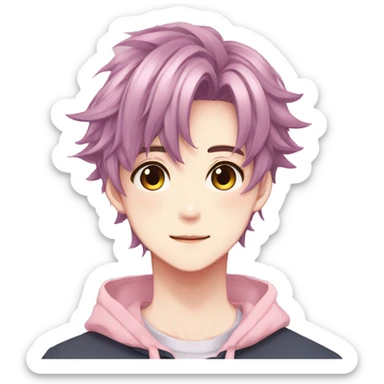 Gorgeous colorful shiny pastel anime style shojo man with blushing face aesthetic and pretty hair trending style sticker