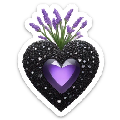 Black heart with lavender diamonds sticker
