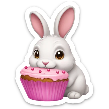 Rabbit with pink cake sticker