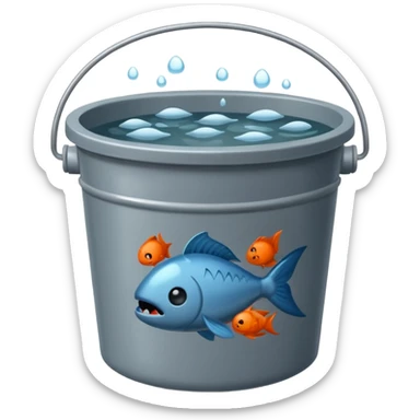 dead fishes in plain bucket sticker