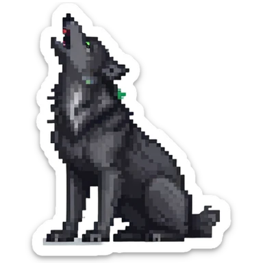 howling black wolf sticker