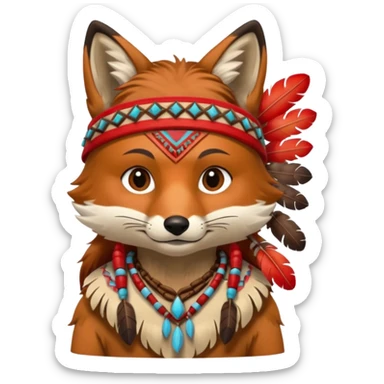 fox in a Native American costume sticker