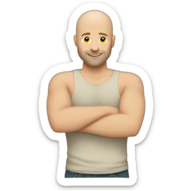Bald caucasian man selfhug sticker