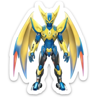 Futuristic Epic Legendary Shiny Cyber-Latios-Dialga-Reshiram-Creature, (full body) sticker
