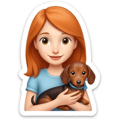 Girl smiling with Daschund sticker