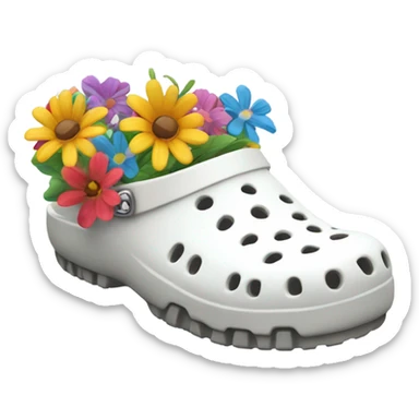 White Crocs with flowers sticker
