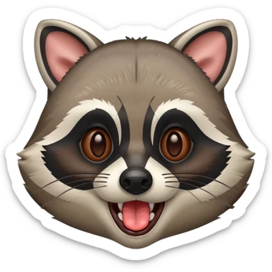 a raccoon with its tongue out with not red eyes  sticker