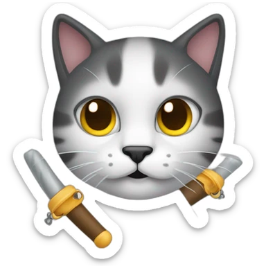 cat face with nunchucks sticker