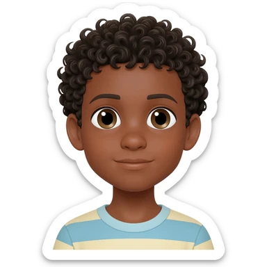 saying goodbye black boy curly hair sticker
