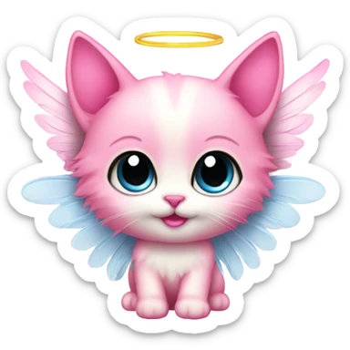 Pink ombre sparkly kitten with angel wings  sticker