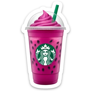 Starbucks dark pink dragonfruit refresher. white opaque lid. starbucks logo. sticker