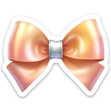 Realistic isolated silver holographic bow with smaller peach color bow attached on top of it. sticker