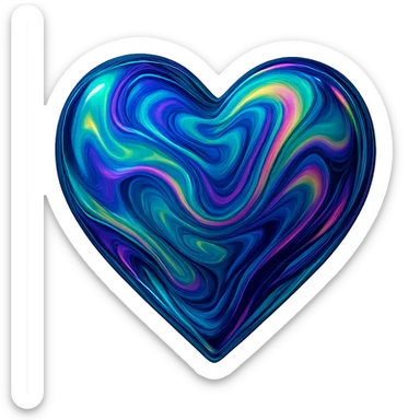 heart with a shifting oil slick effect sticker