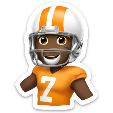 Tennessee volunteer football player with jersey and helmet sticker