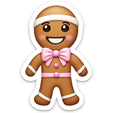 gingerbread man with a pale pink bow sticker