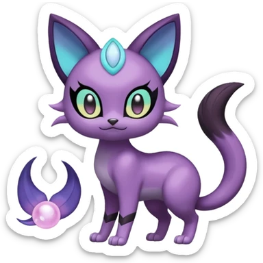 Smooth Soft Dark Pastel Meloetta-Purrloin-Gatomon-Noibat-Pokémon-Digimon-Fakémon-fusion-hybrid-creature sticker
