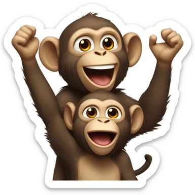 many monkeys cheering sticker