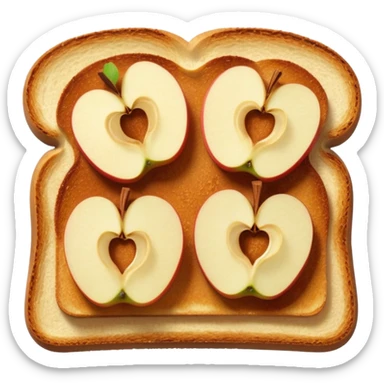 toast with apple slices on top with a dusting of cinnamon sticker
