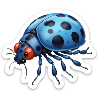  cute BLUE lady bug, 4 LEGS sticker