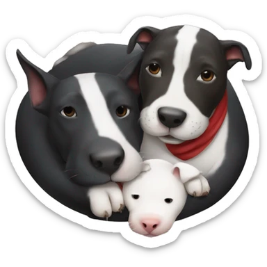 Black and white bull terrier cuddling a walrus sticker
