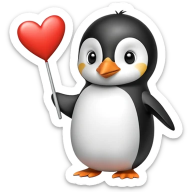 Penguin holding I love you sign  sticker