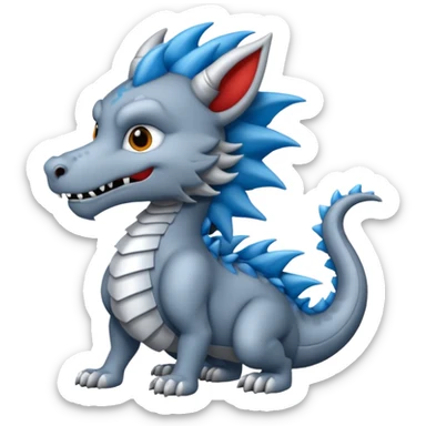 Lobo gris y dragon azul abrazandose sticker