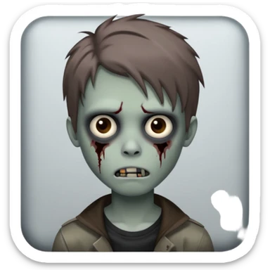 boy zombie with brown middlepart hair emo sticker