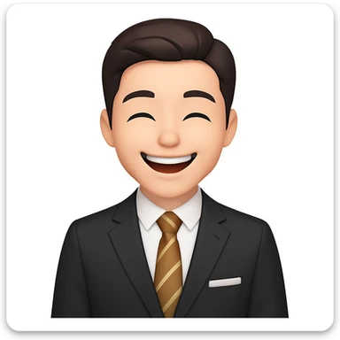 Change the facial expression to happy, keeping the same style as the reference image. sticker