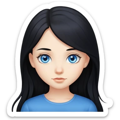 Girl with black long hair and blue eyes sticker