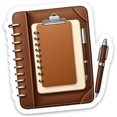 daily planner agenda leather with open page and pen sticker