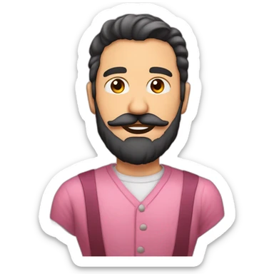 HOMBRE DE CABELLO LARGO AMARRADO CON BARBA LARGA Y BIGOTE VESTIDO DE ROSA sticker