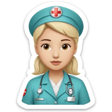 A young medic (woman) contributing to the local hospital sticker