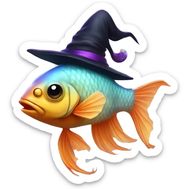 Beta fish with a witch hat  sticker