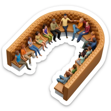 we would sit, stand, and dance on a U-shaped tufted-leather banquette. sticker