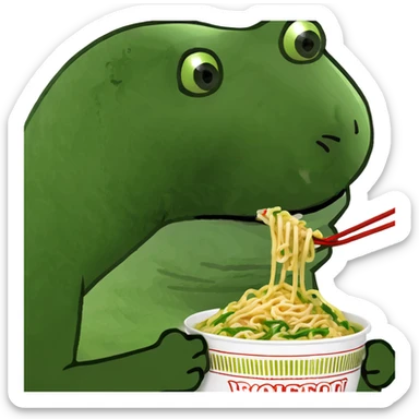 bear eating noodles sticker