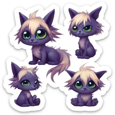Cool cute Kawaii edgy fantasy shiny chibi animal creature fursona Fionbri vernid by griffsnuff & LiLaiRa & Falvie full bodyal sticker