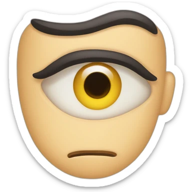 Emoji emoticon pulling with his finger one lower eyelid further down. Meaning alertness, be watchful, you do not fool me, my eye or disbelief gesture sticker